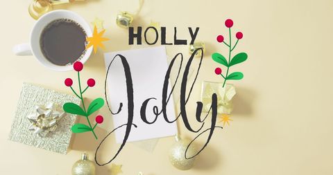 Festive Christmas Card with Decorations on Light Background