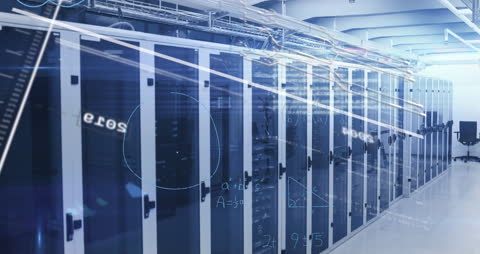 Digital Network Data Streams in High-Tech Server Room