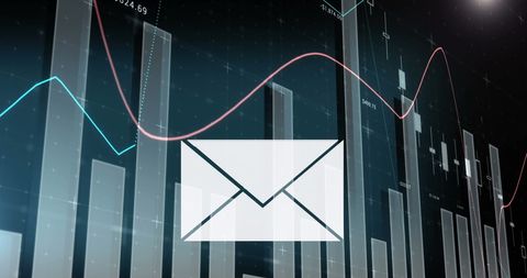 email icon overlaying financial data chart - Download Free Stock Images Pikwizard.com
