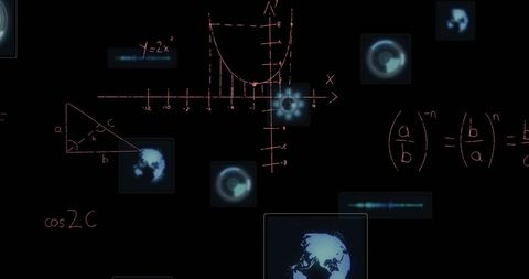 Digital Interface with Mathematical Equations and Global Data Visuals - Download Free Stock Images Pikwizard.com