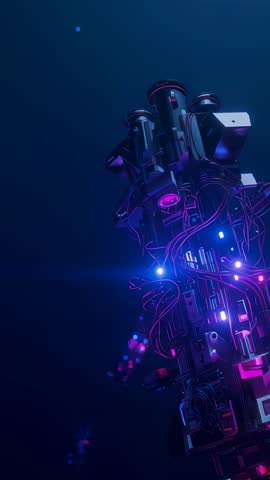 Vertical Tech Sequence Panning Through Rotating Neon Module Revealing LED Wiring