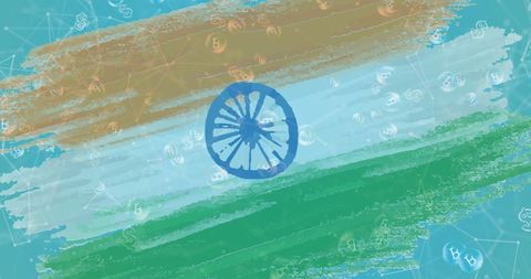 Bitcoin on india flag: cryptocurrency and finance theme