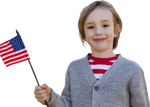 cheerful boy waving small american flag with confidence on transparent background - Download Free Stock Videos Pikwizard.com