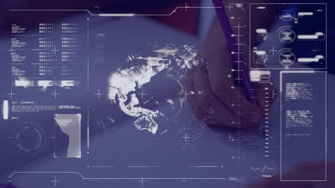 Futuristic Digital Interface with Data and Handwriting Integration