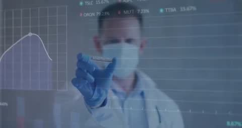 Doctor in Lab with Vaccine and Digital Data Analysis