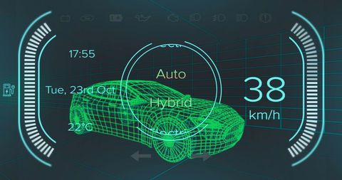 Digital Dashboard Interface of Hybrid Vehicle with Data Overlay