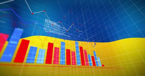 Financial Crisis Concept with Graph and Ukraine Flag Background - Download Free Stock Images Pikwizard.com