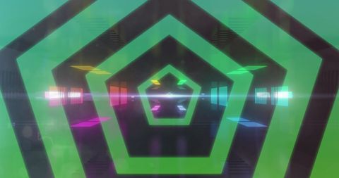 Neon Hexagon Tunnel with Glowing Blocks - Download Free Stock Images Pikwizard.com