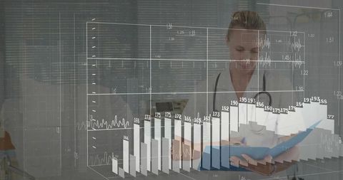 Doctor Analyzing Data on Holographic Chart