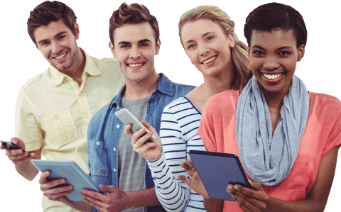 Transparent Group Using Digital Devices in Casual Office Setting - Download Free Stock Videos Pikwizard.com