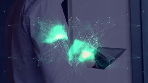 Businessman Using Tablet with Futuristic Digital Interface