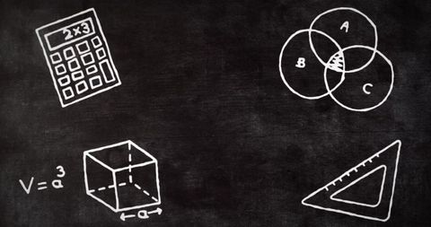 Mathematical concepts on blackboard background