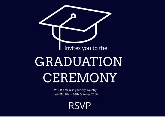 Elegant Graduation Ceremony Invitation with Cap Design - Download Free Stock Templates Pikwizard.com