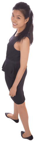 Smiling Asian Businesswoman on Transparent Background Isolated