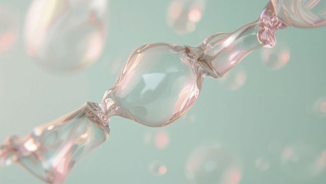 Futuristic Translucent Bubble Chain Against Mint Green