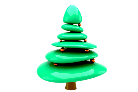 Glossy cartoon christmas tree transparent background