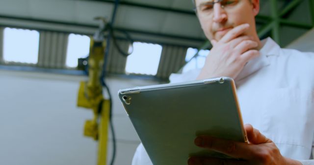 Engineer using tablet in industrial facility analyzing data, focusing, technology - Download Free Stock Images Pikwizard.com