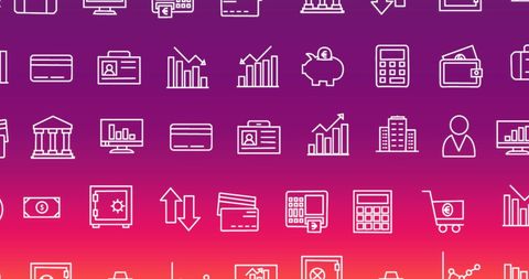 Collection of Business and Finance Icons on Gradient Background - Download Free Stock Images Pikwizard.com