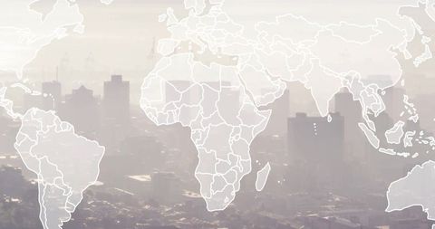 Global infrastructure and urban environment with overlay map concept