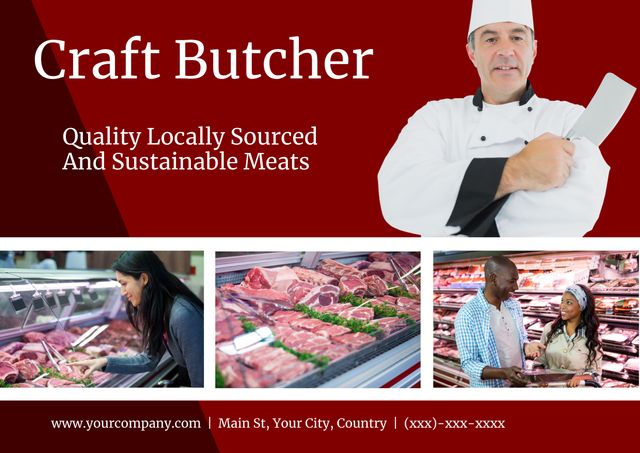 Professional Artisan Butcher Promoting Quality Sustainable Meats - Download Free Stock Templates Pikwizard.com