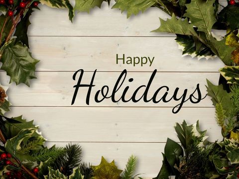 Happy holidays greeting card with festive foliage