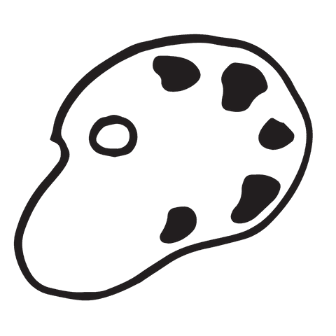 Black and white paint palette on transparent background for art projects