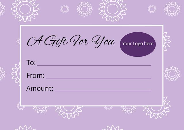 Elegant Purple Gift Certificate Template with Floral Pattern - Download Free Stock Templates Pikwizard.com