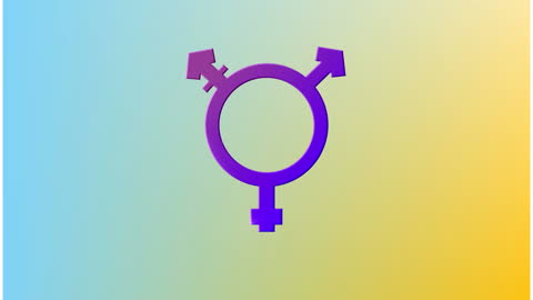 Dynamic Transgender Symbol on Vibrant Gradient Background