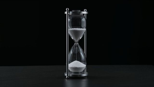Elegant metal hourglass tricking sand reflecting timelessness and luxury