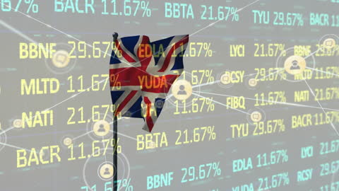 UK Stock Market Data with Networking Icons Overlay