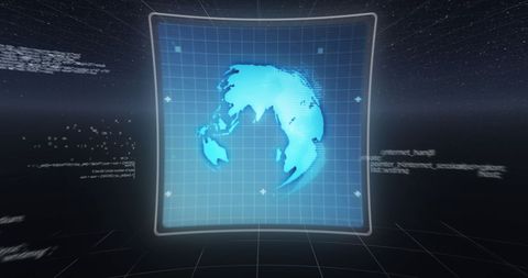 This visual showcases a glowing digital globe with 6G and data processing symbols on curved screens set against a dark blue background. Highlighting concepts of advanced telecommunications technology and global connectivity, it is ideal for presentations, webinars, or publications exploring breakthroughs in mobile networks, futuristic technology, and internetwork development advancements.