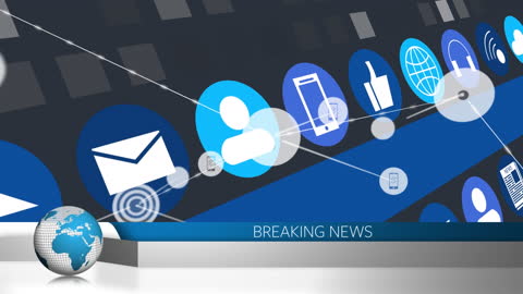 Animated Breaking News Interface with Global Network Connections