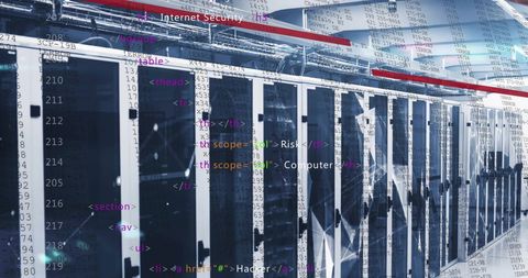 Digital Code Flow Over Modern Server Room Technology - Download Free Stock Images Pikwizard.com