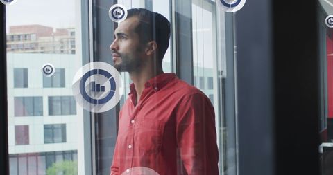 Businessman Analyzing Data Viewing Office Dashboard