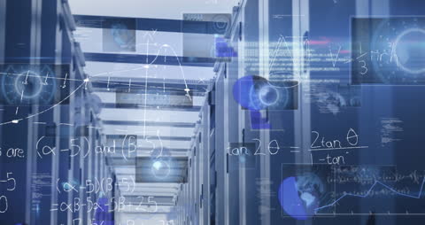 Data Processing Animation in Advanced Server Room