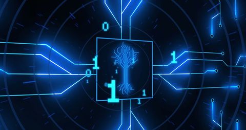 Futuristic Digital Circuit with Binary Code in Virtual Space - Download Free Stock Images Pikwizard.com