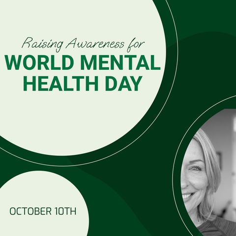 world mental health day awareness greeting with smiling woman - Download Free Stock Templates Pikwizard.com