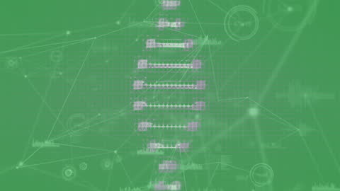 Digital DNA Strand with Futuristic Network Connections