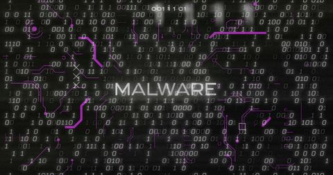 Malware Warning with Circuit Pattern and Binary Overlay - Download Free Stock Images Pikwizard.com