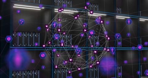 Digital Network Globe Over Server Racks: Cloud Computing and Data Processing - Download Free Stock Images Pikwizard.com