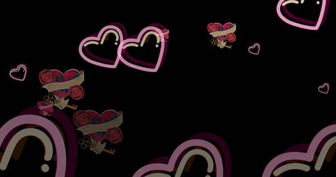 Pink Hearts on Black for Valentines or Romance Theme - Download Free Stock Images Pikwizard.com