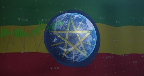 Digitally Connected Globe with Statistical Analysis Overlay