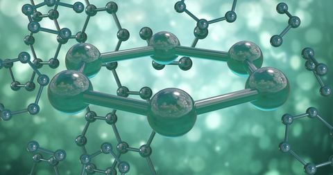 3d molecular structure on green ambient background