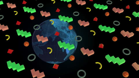 Abstract Global Icons Animation with Earth's View