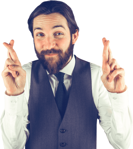 transparent friendly bearded man crossing fingers sign gesture - Download Free Stock Videos Pikwizard.com