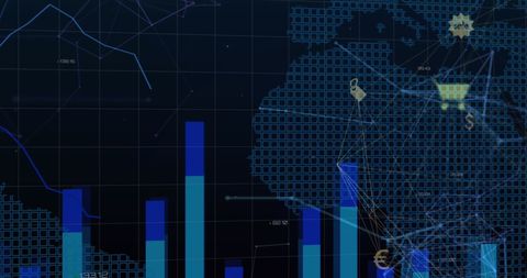 Global Financial Data with Bar Graphs and Map - Download Free Stock Images Pikwizard.com