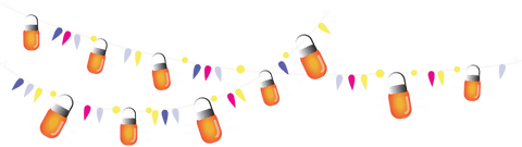 Colorful Festive Lights and Shapes on Transparent Background