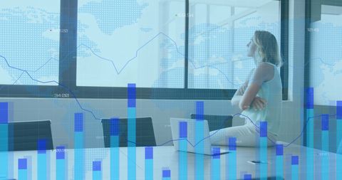 Businesswoman Analyzing Data Insights in Modern Office
