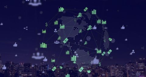 Global Financial Networks over City Skyline - Download Free Stock Images Pikwizard.com