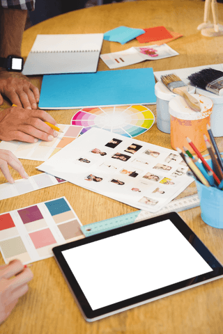 Creative Projects on Transparent Desk: Lively Workspace with Hands - Download Free Stock Videos Pikwizard.com
